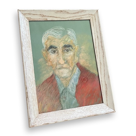 Original Art - Portrait of a Man - Chalk Drawing Unsigned Vintage Framed Picture - Picture 4 of 5